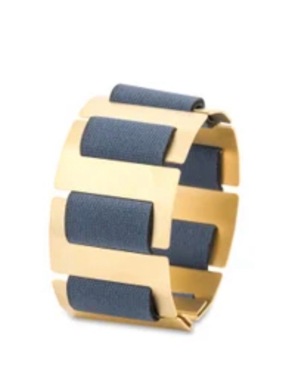 Orna Brushed gold-tone & steel blue Cuff Bracelet Modern Link Design marked